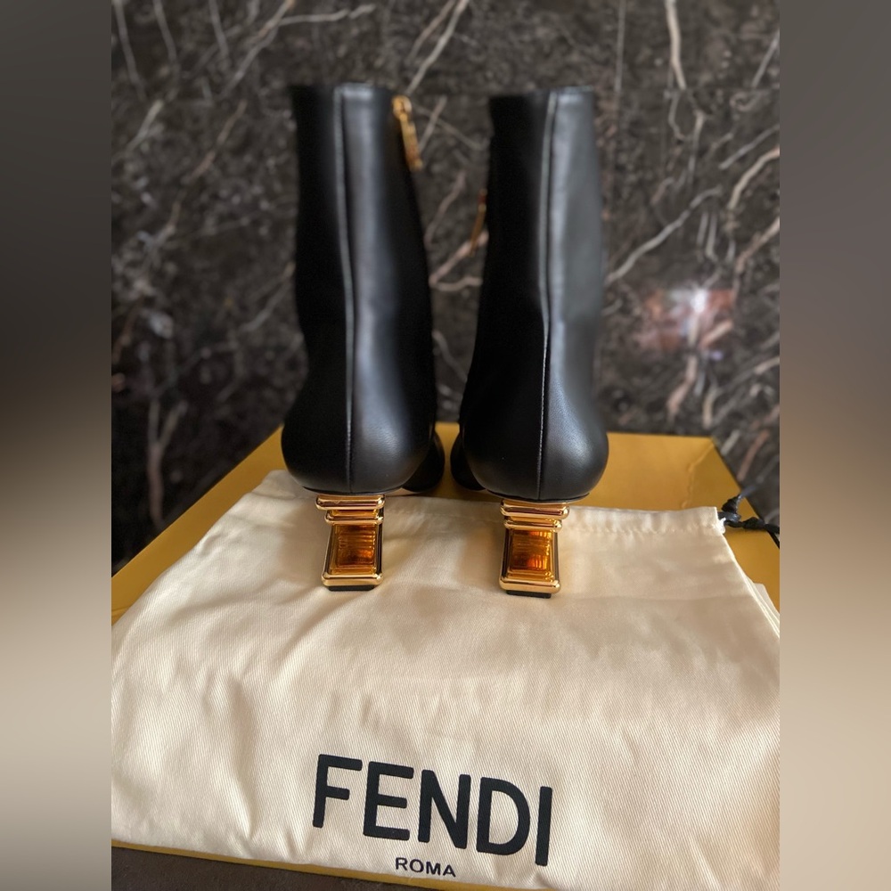 Fendi First Black Ankle Boots with Gold Heel. ⚜️ - Picture 5 of 16